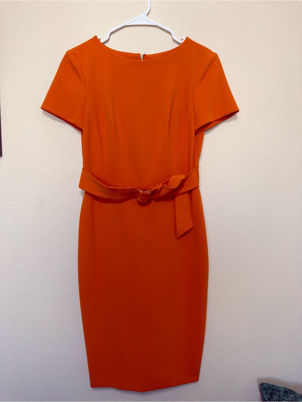 Calvin Klein Orange Belted Sheath Dress